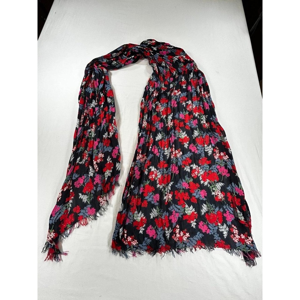 Loft Springtime Floral Wildflower Scarf 28" x 72" Fringe Lightweight flaws
